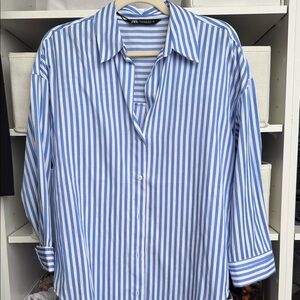 Zara women’s Blue Striped Shirt
